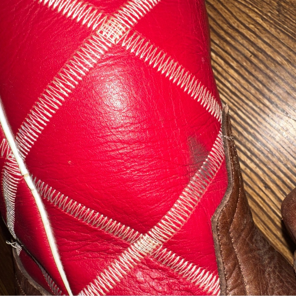 Anderson Bean Boots Youth Size 3 Square Toe Red Leather Kids Western - Picture 8 of 8